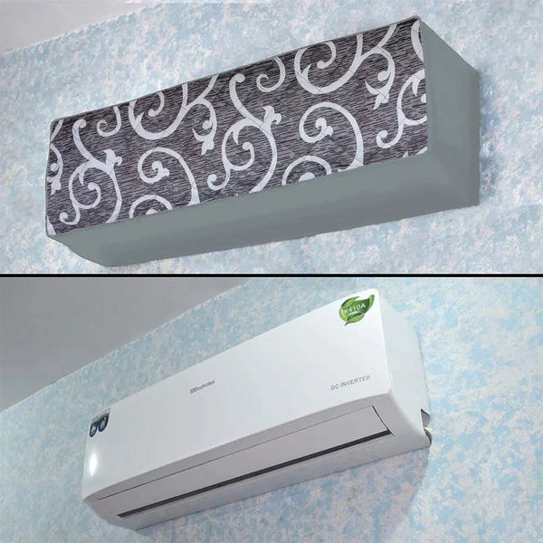 Printed Quilted AC Cover - (Inner + Outer Unit Set) - Light Brown